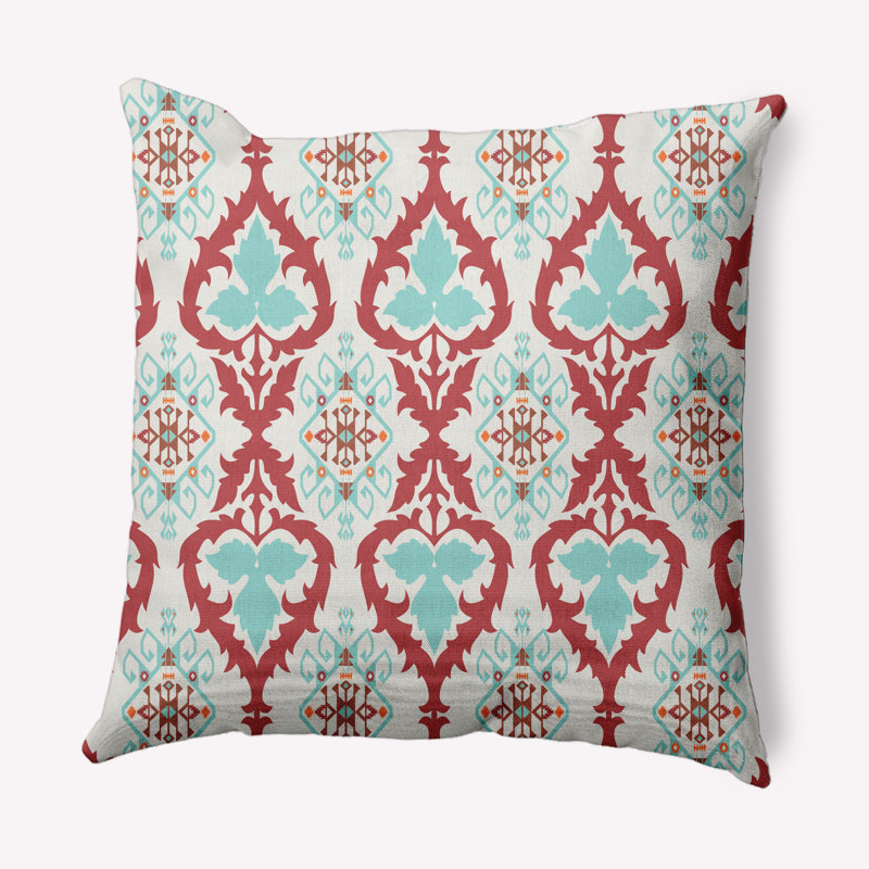 Coussin décoratif d'intérieur/d'extérieur, Bleu pâle / rouge, 18 po x 18 po