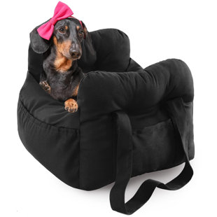 Siège d'auto pour chien pour petits chiens, siège d'auto portable facile à installer, sac de transport pour animal de compagnie tendance avec grandes poches, siège d'appoint pour chien lavable à la machine (noir)