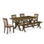 L'ensemble de table de salle à manger 6 pièces contient une table de cuisine rectangulaire avec pieds en X et 4 chaises Parson en tissu de lin kaki foncé avec un banc, Jacobean patiné-139488032-139488038