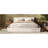 King Size Upholstered Bed Frame with Linen Thick Headboard & Footboard, Solid Wood Legs, Beige
