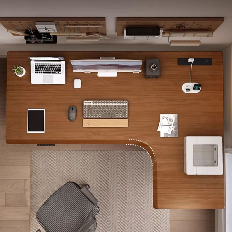 Bureau en coin en bois massif électrique à hauteur réglable Bureau en coin à hauteur réglable en L, Oui