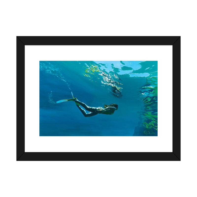 «Mouros Blue» par antoine renault - reproduction de photo, H 16 po x l 24 po x P 1 po, Papier encadré noir