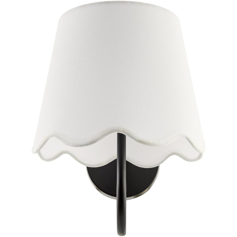 1-Light Iron Wall Sconce with Linen Shade, Matte Black