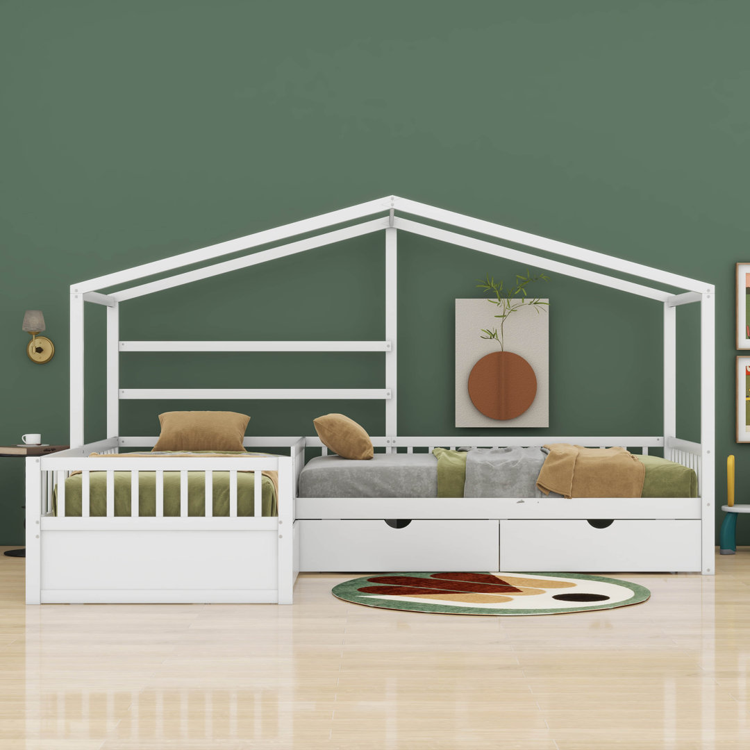 Bladric Twin Size House Platform Bed with Three Storage Drawers Harper Orchard Bed Frame 