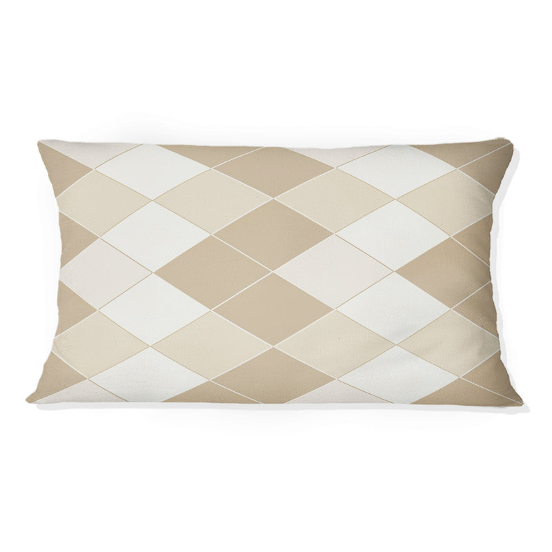 Coussin lombaire beige moderne blanc Argyle