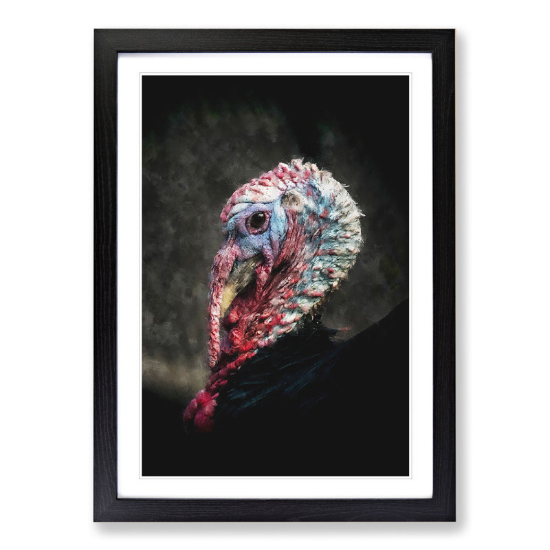 Turkey Bird - Picture Frame Graphic Art, 48cm H x 36cm W x 2cm D, Black