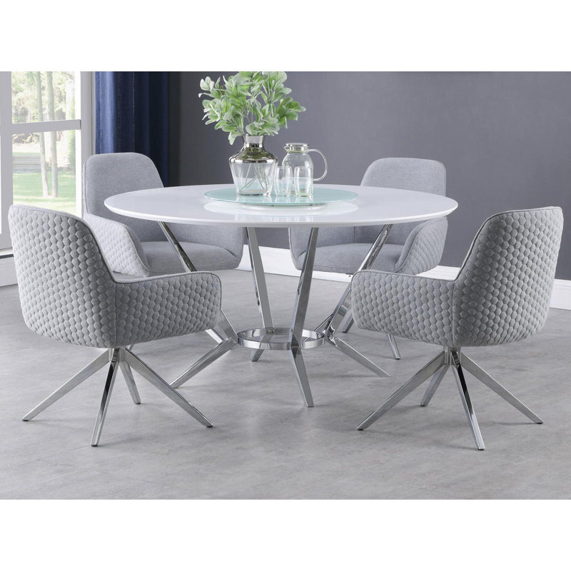 Ensemble de salle à manger 5 pièces Vakeel en blanc et gris