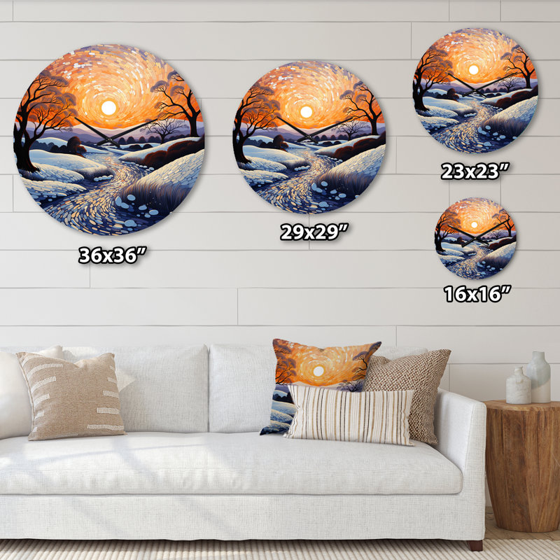 Horloge murale Winter River At Night I, Moyenne