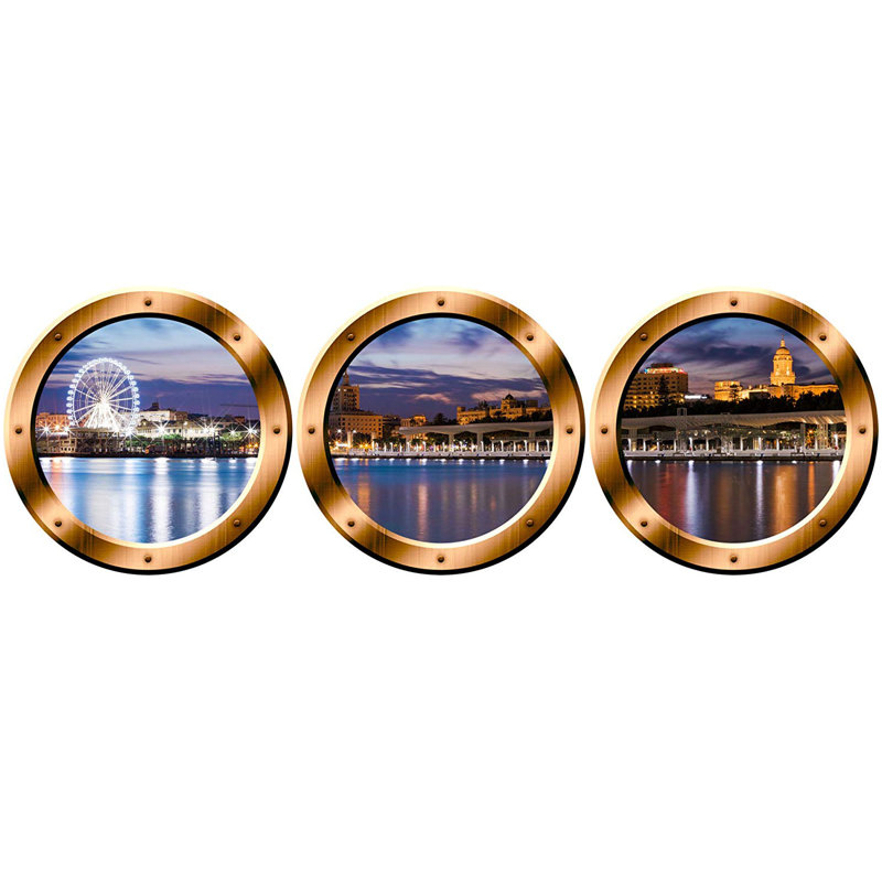 Décalcomanie murale cityscape en vinyle horizon hublot londres, Bronze, H 14 po x l 14 po