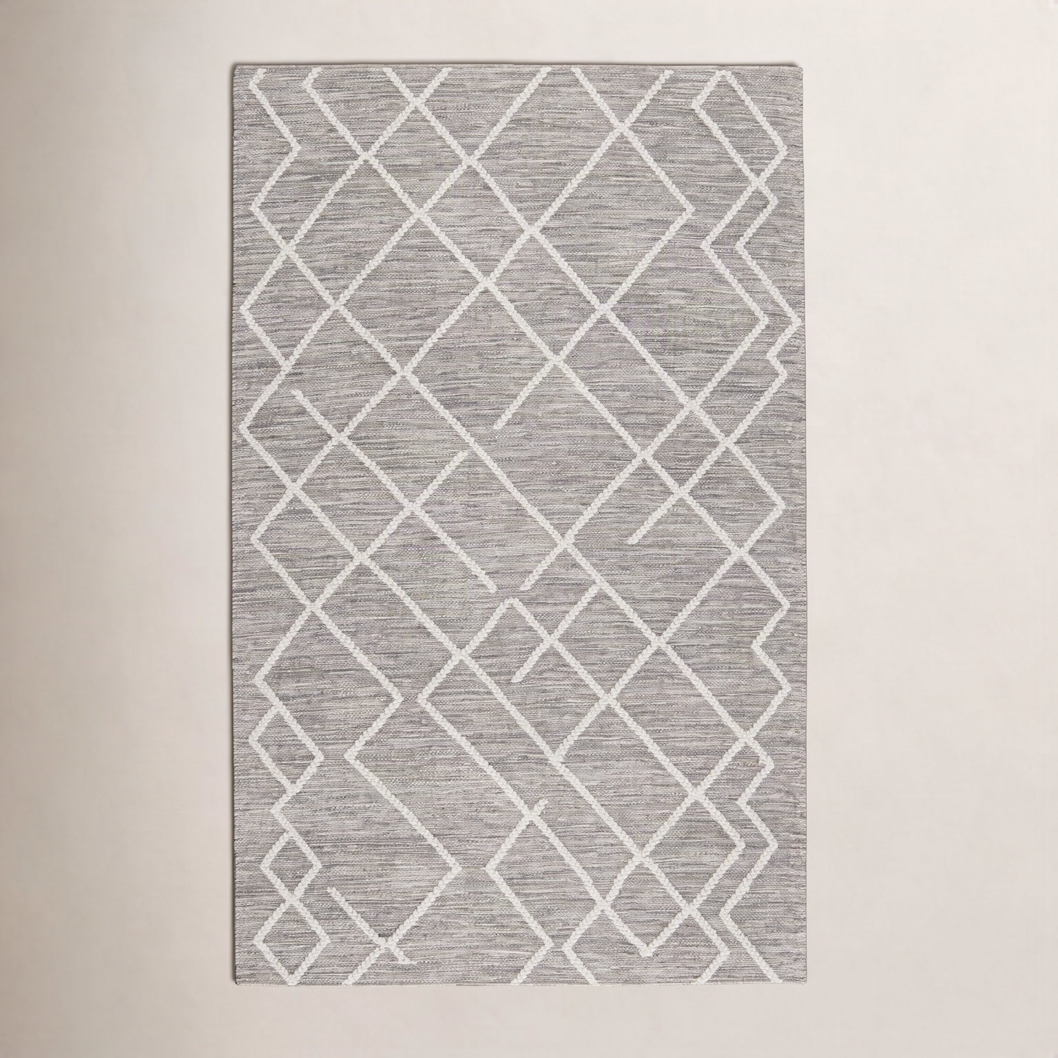 Zephyrine Gray Hand-Woven Geometric Jute Rug, Rectangle 5' x 8'