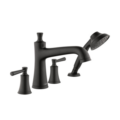 Joleena Double Handle Deck Mounted Roman Tub Faucet Trim with Diverter and Handshower