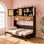 Lit escamotable simple avec armoire supérieure, lit pliable peu encombrant avec éclairage et port USB