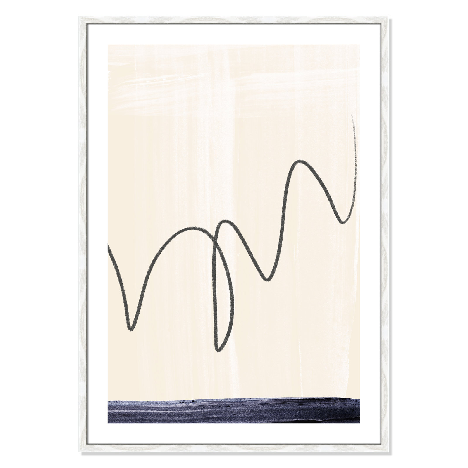 Tigerlily "Departured II" Painting, 41.5" H x 29.5" W x 0.75" D, White Framed Paper