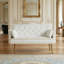Canapé 2 places blanc crème avec motif capitonné et tissu de velours doux pour un confort et un style modernes-234749669