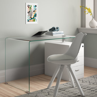 Eukleides Glass Solid Wood Writing Desk