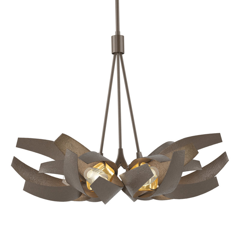 Luminaire suspendu géométrique unique à 6 lumières Corona, Bronze