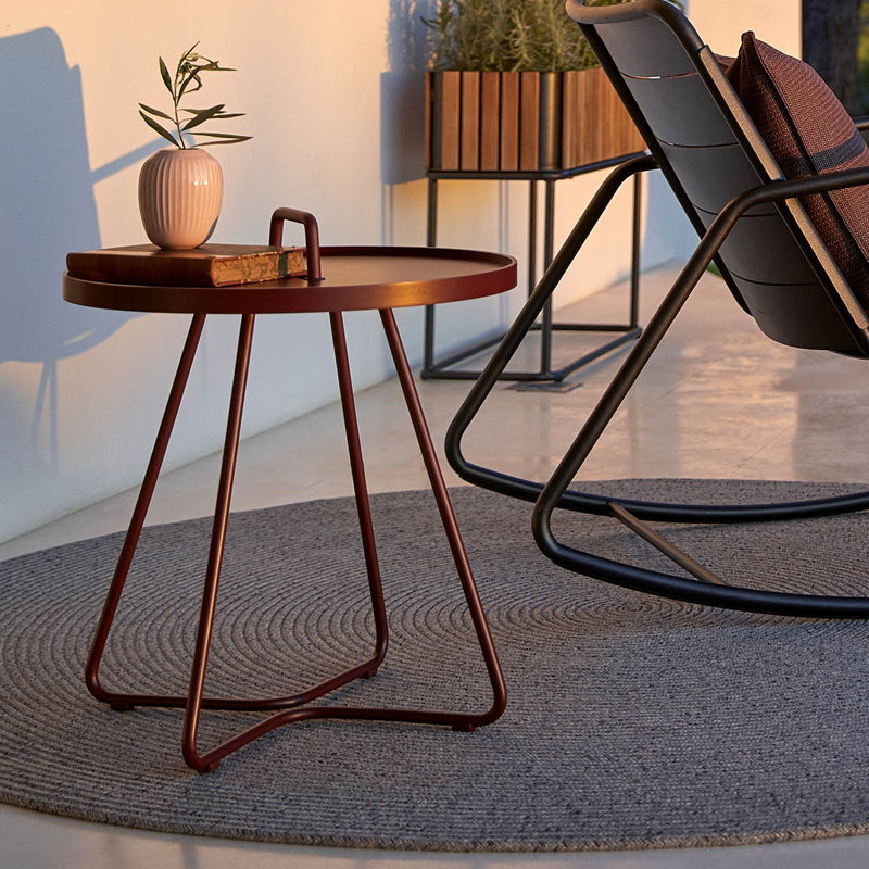 On-the-Move Outdoor Round Side Table, 17.4", Bordeaux Red