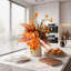 Faux fleurs d'automne dans un vase, fausses fleurs dans un vase, arrangement floral d'automne, centres de table d'automne, fleurs artificielles, décor de cuisine, décor de table basse