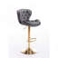 Ensemble de 2 tabourets de bar, avec repose-pieds chromé et base pivotante à hauteur réglable en velours mécanique + tabouret de bar simple à pattes dorées - gris-1426736439