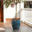 12'' Dia Blue Glazed Round Ceramic Planter Pot, Small Pots for Plants with Drainage Hole 
