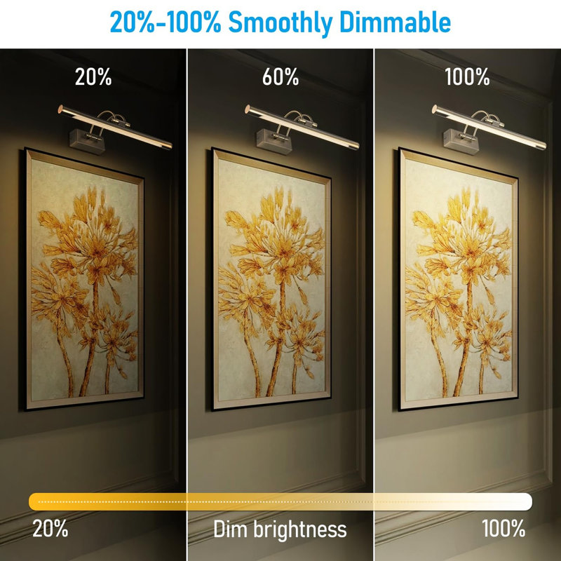 3CCT Dimmable LED Picture Light, Satin Nickel