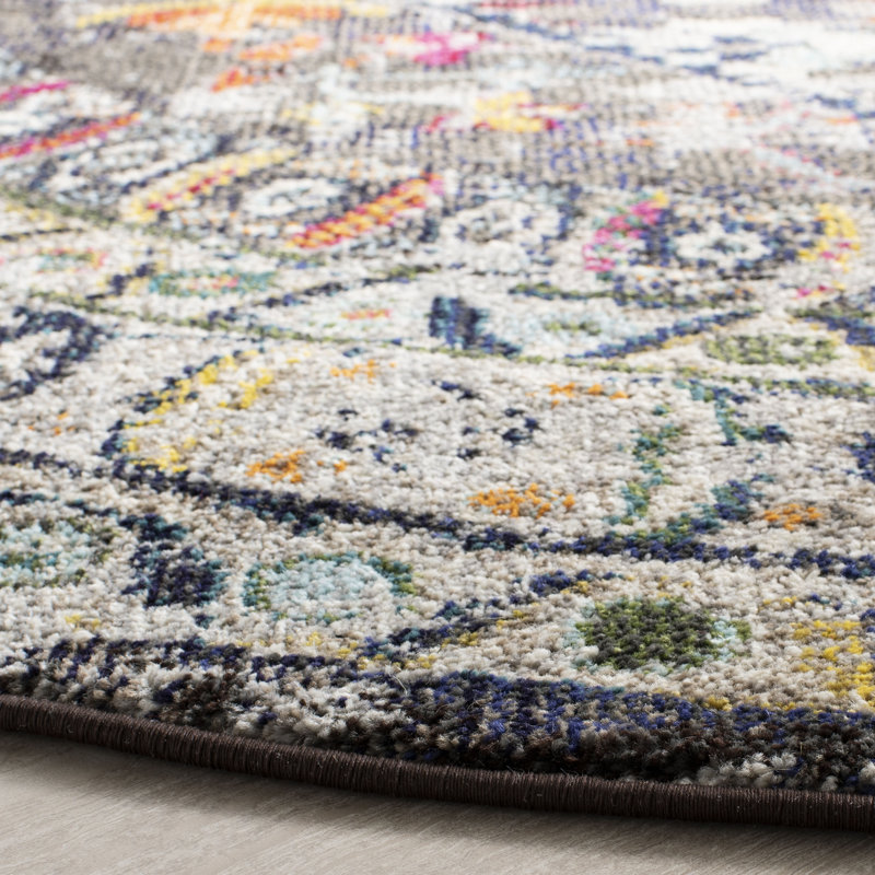 Tapis brun / gris Hertzler Southwestern, Rond 6 pi 7 po