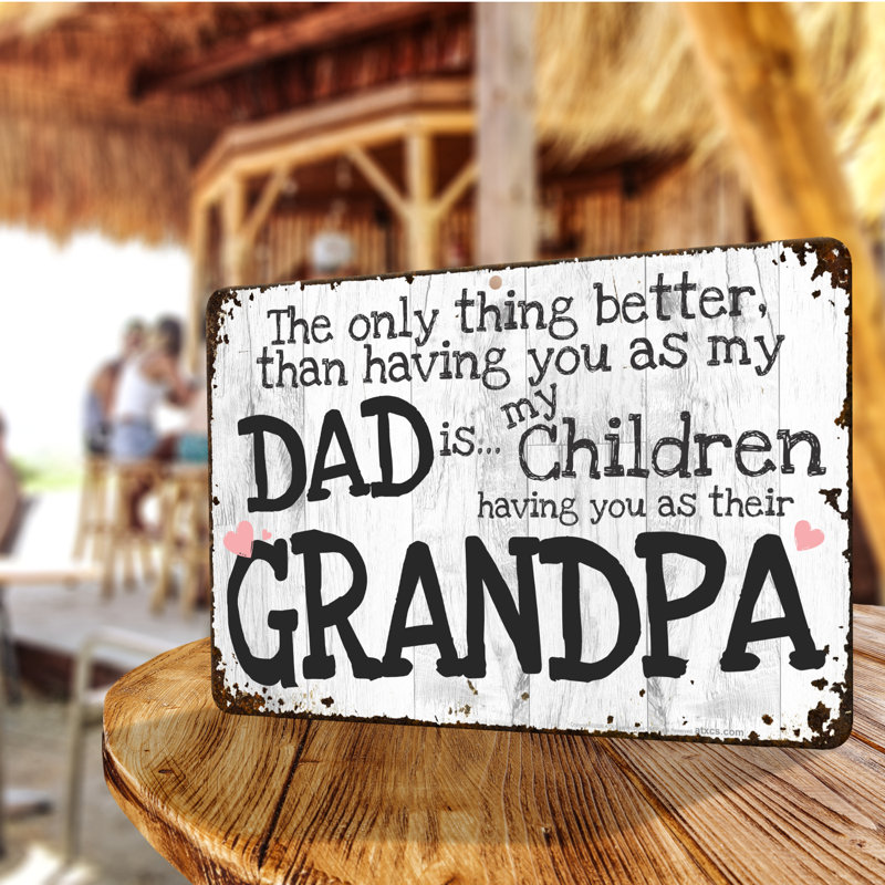 Modern Rectangular Aluminum Dad and Grandpa Sign