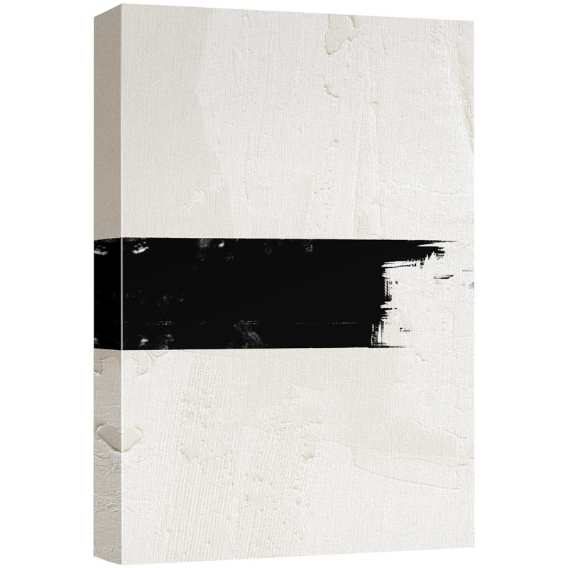 Décoration murale nordique contemporaine géométrique à rayures géométriques noires et brun clair, Toile tendue
