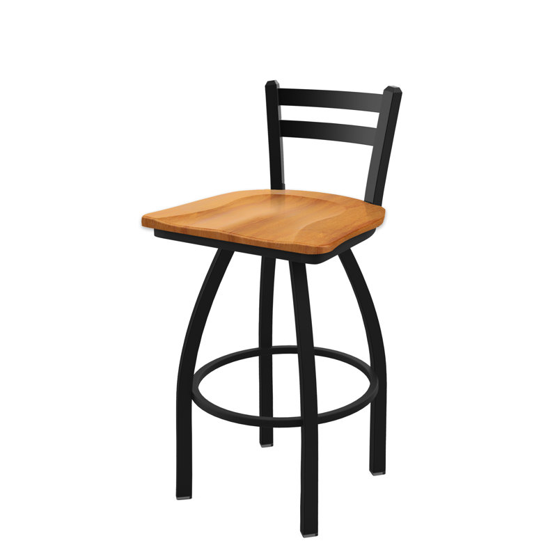 Tabouret de bar et de comptoir 411 Jackie, Bois - érable moyen, Noir froissé