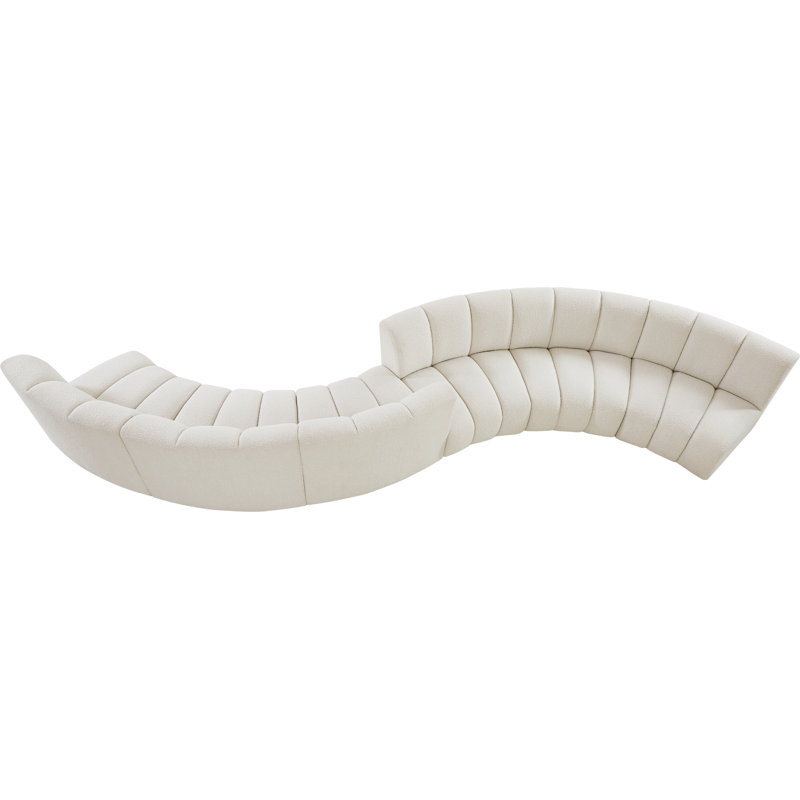 Infinity Upholstered Curved Sectional Symmetrical, Cream Boucle Fabric