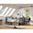 Storage-Focused Twin Size Corner Platform Bed, Modern Classic Gray MDF and Metal Construction with LED Lighting and Integrated Charging Station
