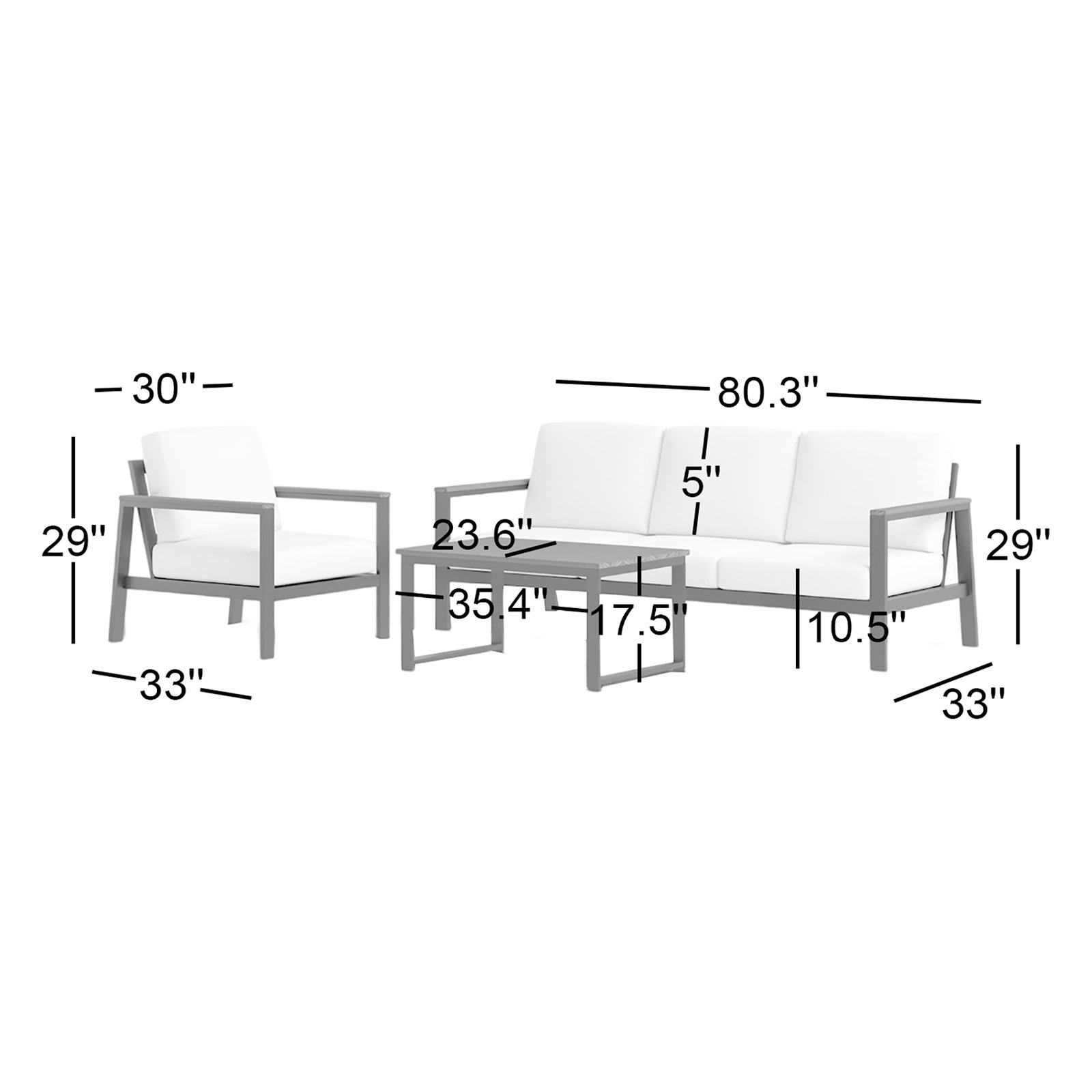 Townsend 4-Person Sunbrella® Patio Seating Group, Canvas Black Sunbrella® Canvas