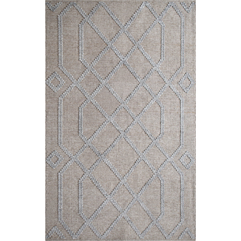 Cable Geometric Handwoven Indoor / Outdoor Use Area Rug, Rectangle 5' x 8', Driftwood