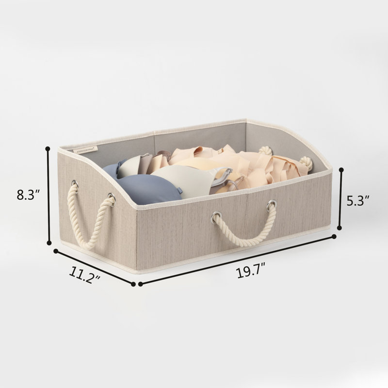 Fabric Box Set with Handles, Grey