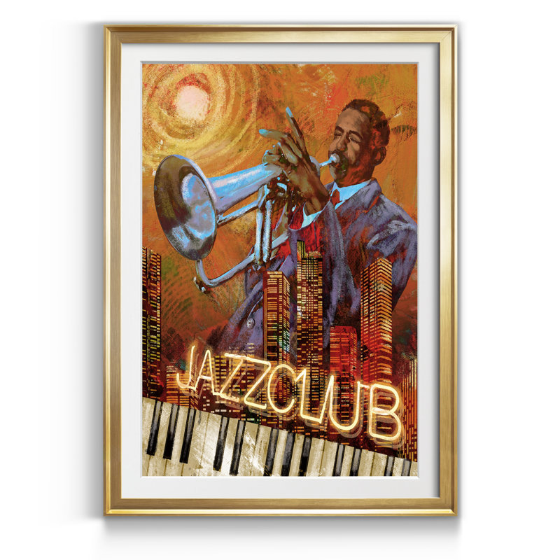 Jazz Club - Reproduction d'art sur papier encadré, Doré, H 22,5 po x l 30,5 po x P 1,5 po