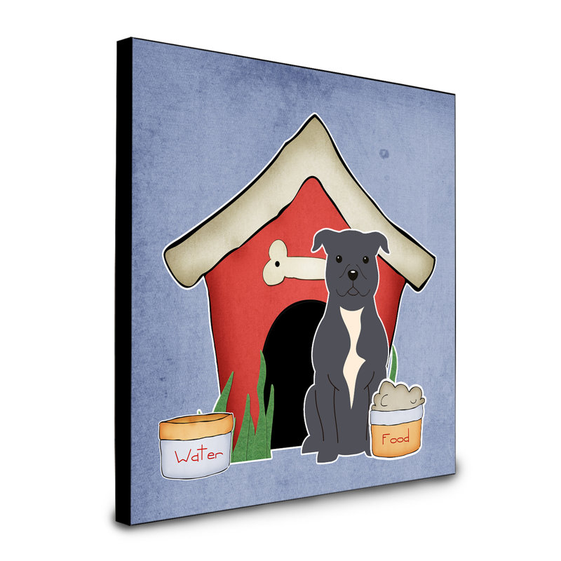 Panneau mural d’art collection dog house Scarvinia, Staffordshire bull terrier gris