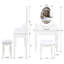 Bureau de maquillage blanc avec miroir, tabouret rembourré, 4 tiroirs, DEL, rangement spacieux, sièges confortables, matériau, pieds, structure de meuble-lavabo facile à installer, à assembler-130041065