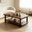 Table basse 100% rustique rectangulaire en bois massif, table basse de salon avec tablette de rangement ouverte, mobilier de maison robuste