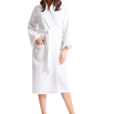 Hobard Cotton Blend Waffle Girl / Woman+ Mid-Calf Bathrobe with Pockets