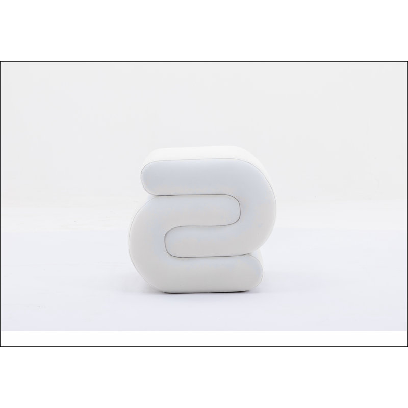 017s-S-shape Velvet Fabric Ottoman Makeup Stool Footstool, White