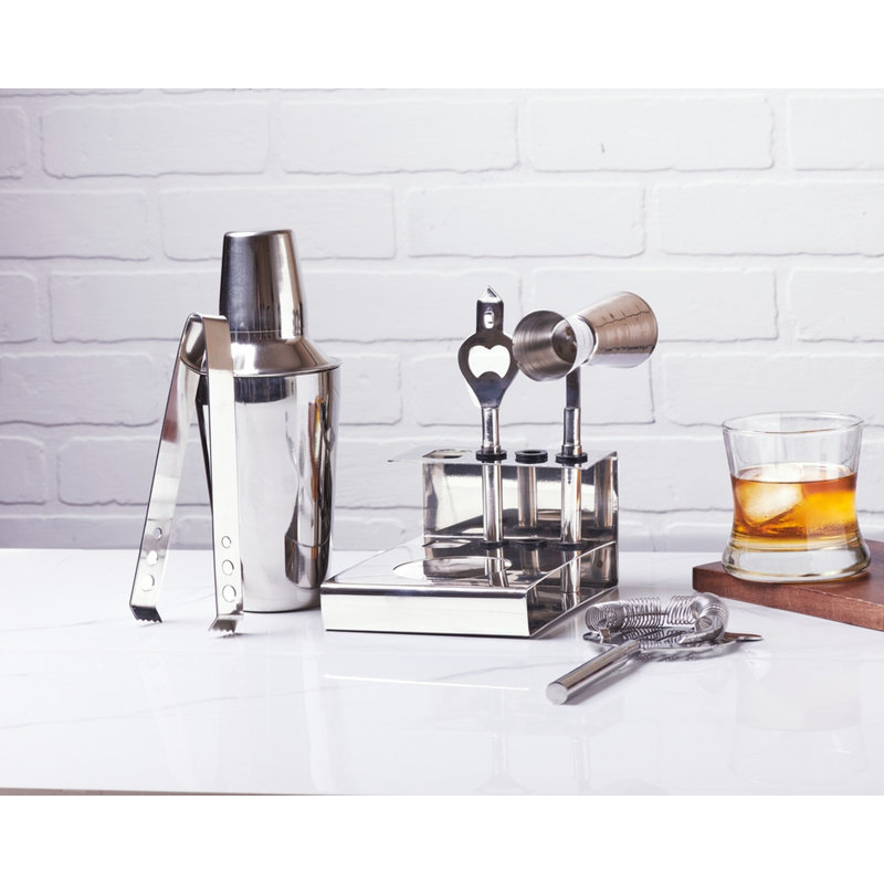 Stainless Steel 6-Piece Bar Tool Set with Strainer and Jigger