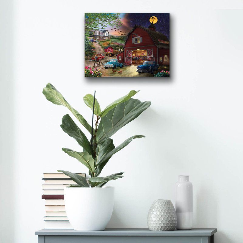 «Farm Life Night and Day» par Bigelow, illustrations sur verre acrylique, H 12 po x l 16 po x P 0,13 po