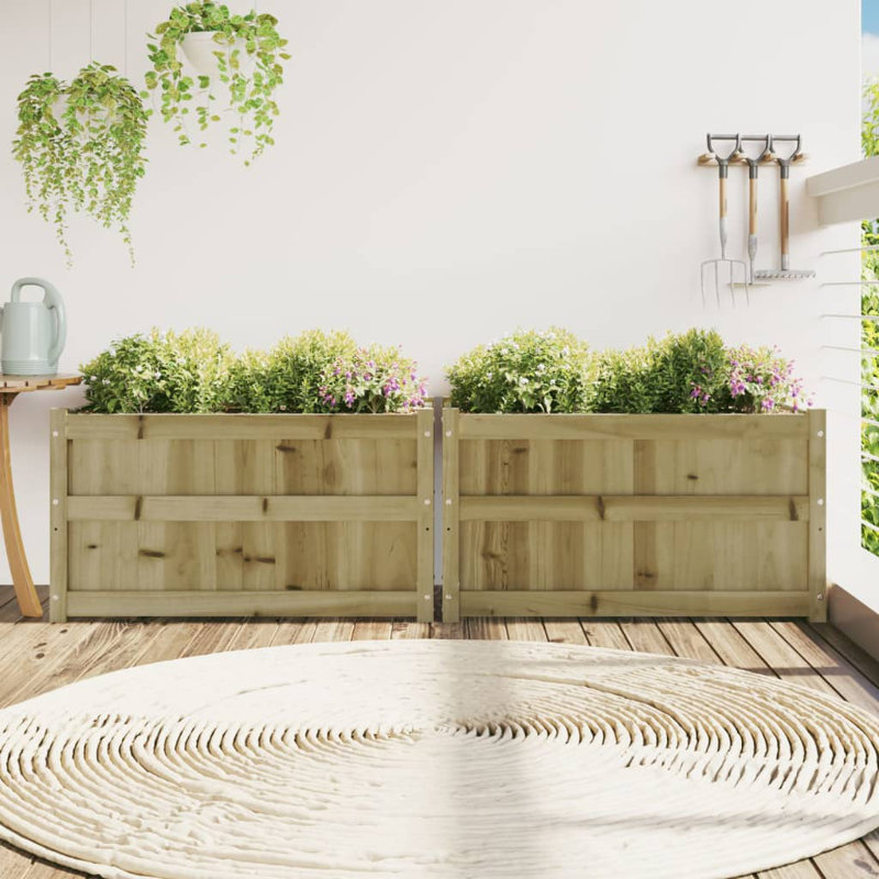 Venizelos Wood Planter Box, Brown, 50cm H x 90cm W x 50cm D