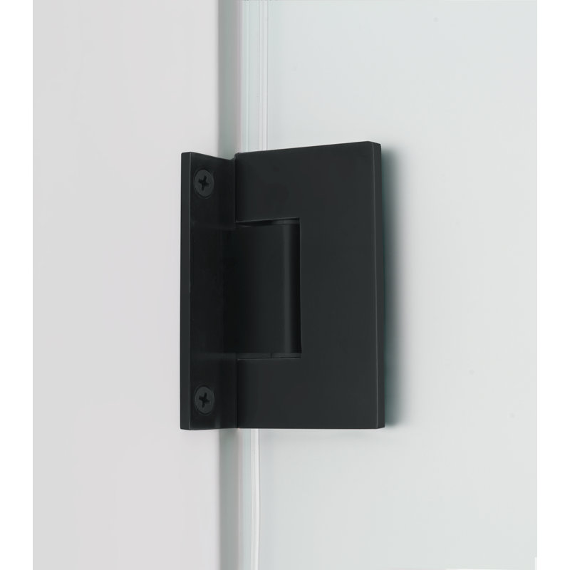 Kinkade XL 33.75" - 34.25" W x 80" H  Hinged Frameless Shower Door with Ultra-Bright Frosted Glass, Matte Black