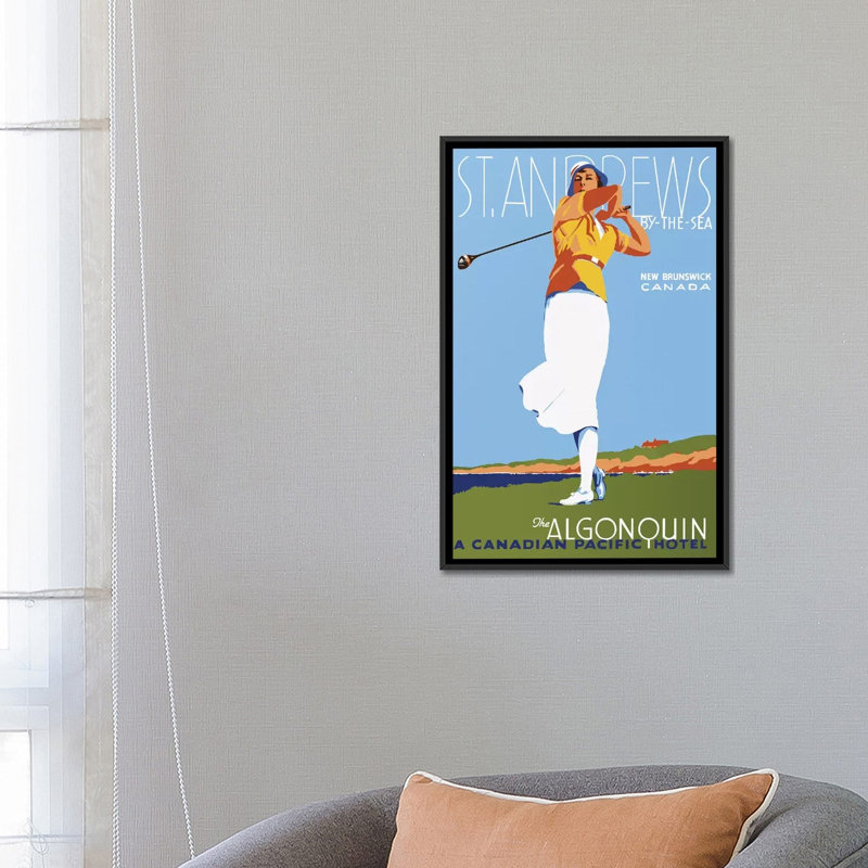 «St. "Andrews", impression sur toile, H 26 po x l 18 po x P 1,5 po, Toile avec cadre noir, Pas de tapis