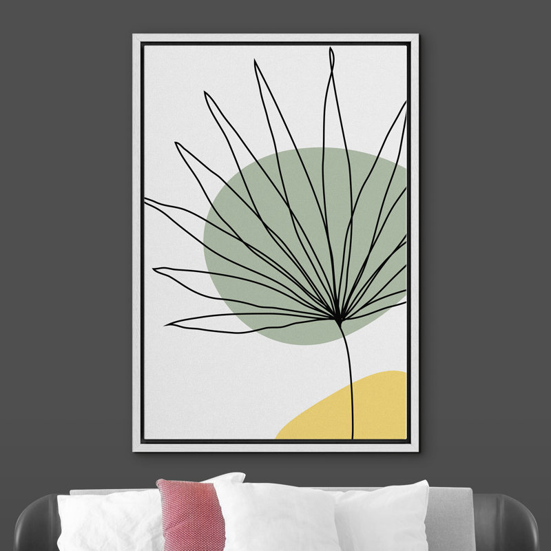 Minimal Botanical Floater Frame Graphic Art on Canvas, 24" H x 16" W x 1.5" D, White Framed