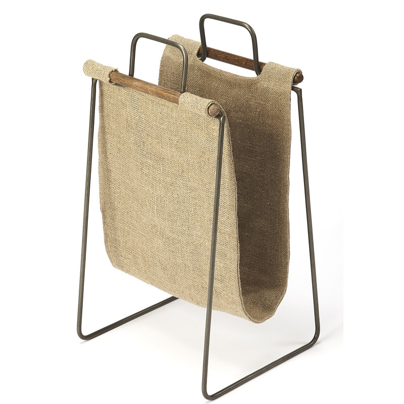 Idaho Burlap & Metal Magazine Basket