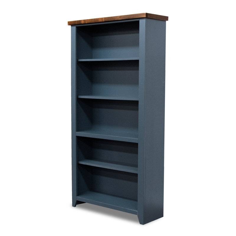 Brixham 72” 5-Shelf Bookcase, Denim/Whiskey, (5 Shelves) 72" H x 34" W x 11" D