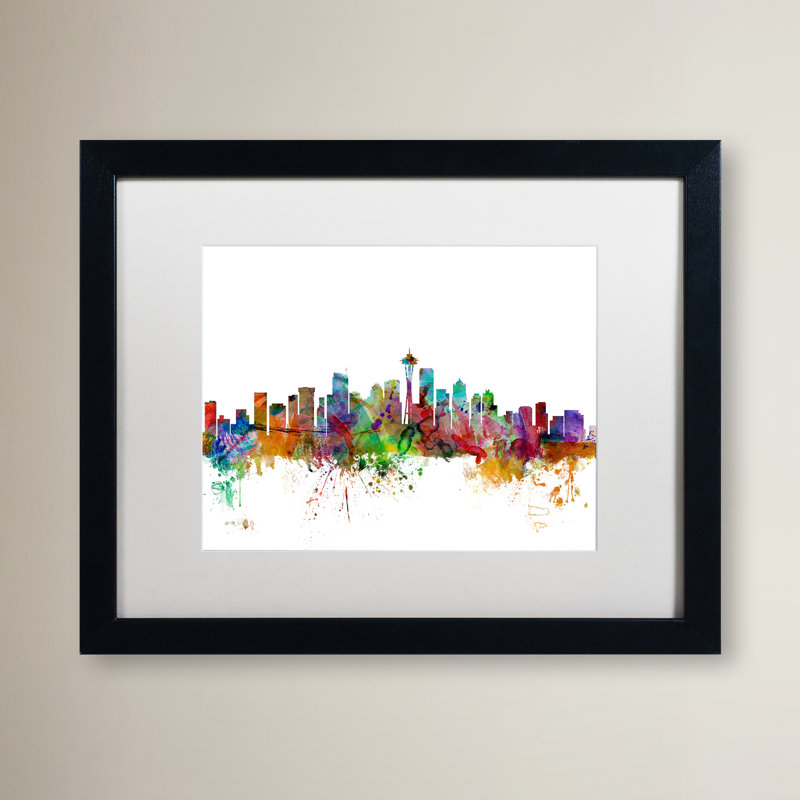 « seattle washington horizon », impression encadrée, H 11 po x l 14 po x P 0,5 po