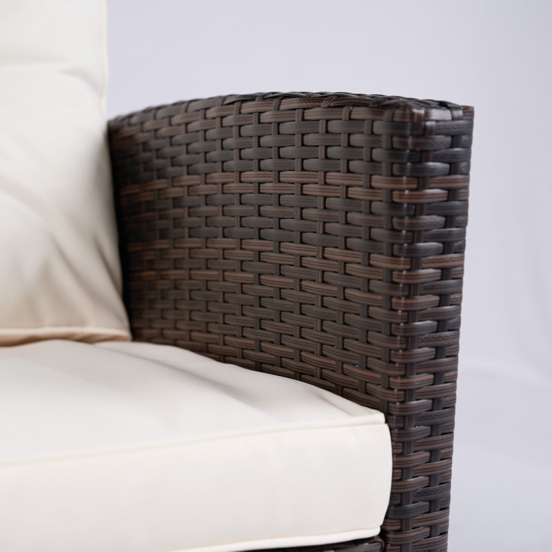 Ensemble de 4 meubles de patio en osier pour l'extérieur avec coussins, Brun, Beige